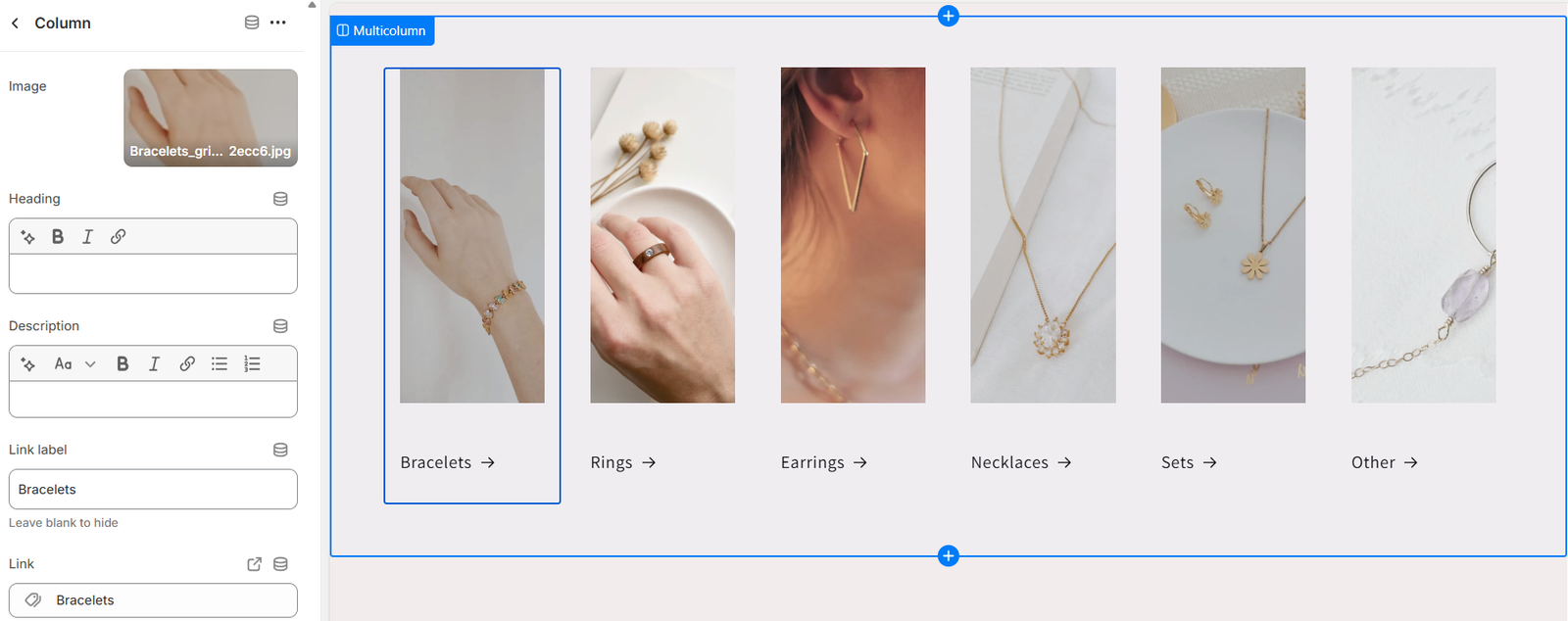 Product collection categories